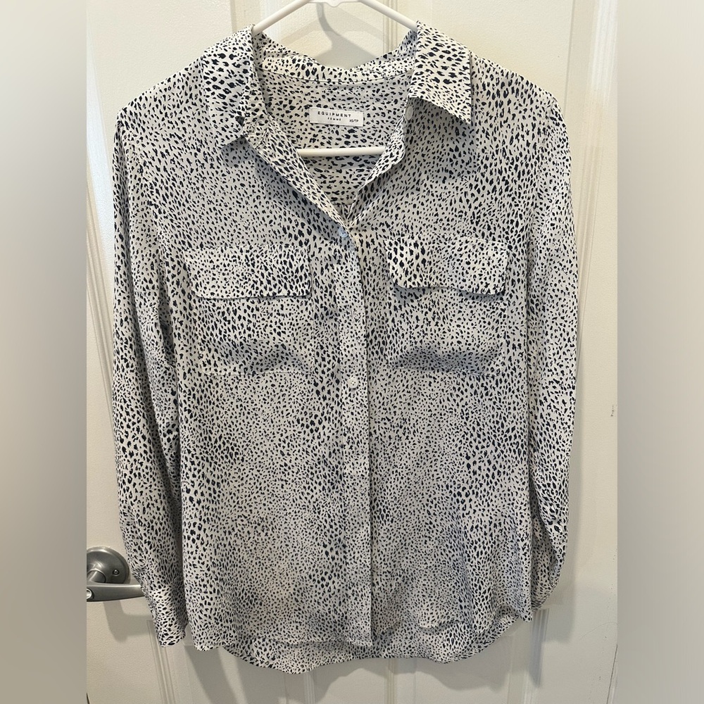 Equipment black and white silk blouse, X-small